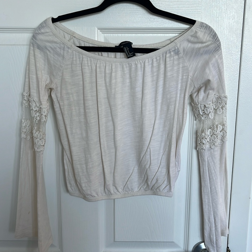 Forever 21 long sleeve crop top with cutouts on sleeves